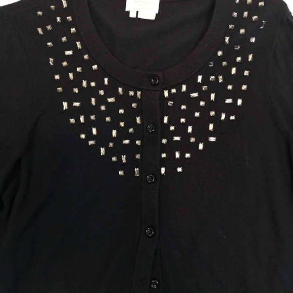 VINTAGE Kate Spade Sparkle Black Cardigan size L | Fine Rhinestone Detail - Picture 11 of 13